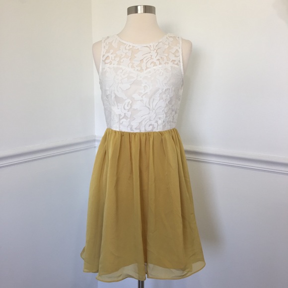Altar'd State Dresses & Skirts - Altar’d State Lace Floral Mustard Dress